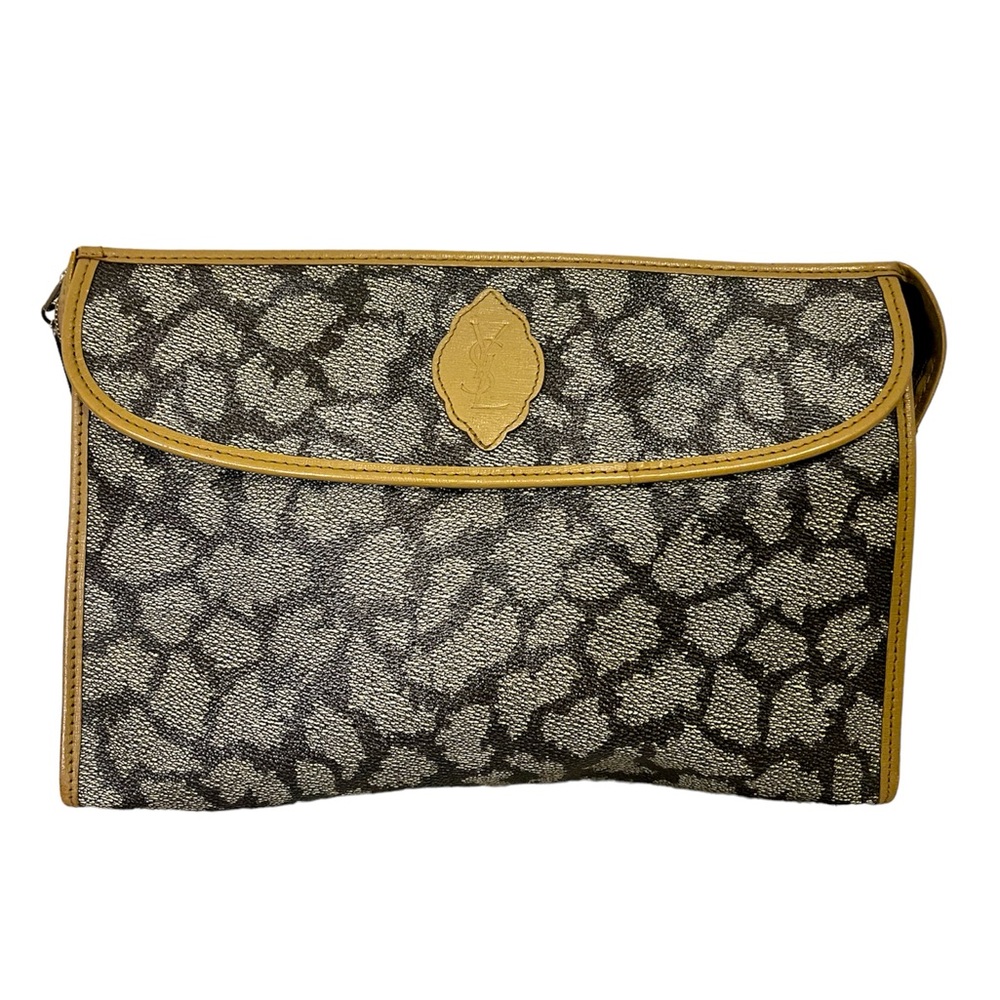 Vintage YSL Yves Saint Laurent Giraffe Print Leather Clutch Pouch